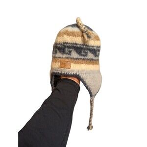 Kyber Outerwear Ear Flap Winter Hat Nepal 100% Wool Fleece Lined Extra Small